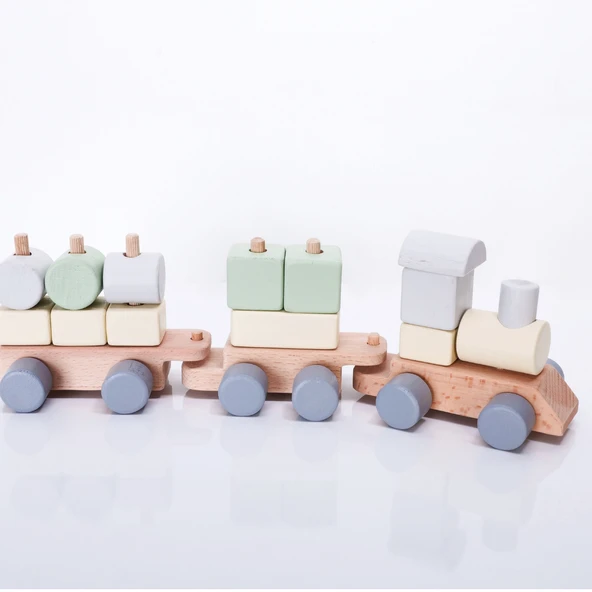 Ahşap Oyuncak Tren Bloklu