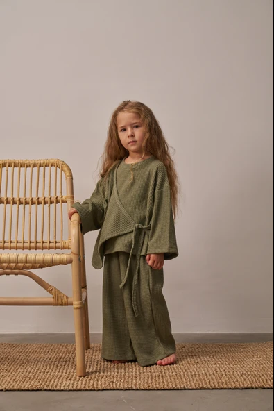 Haki Waffle Bağlamalı Takım - Resim 4