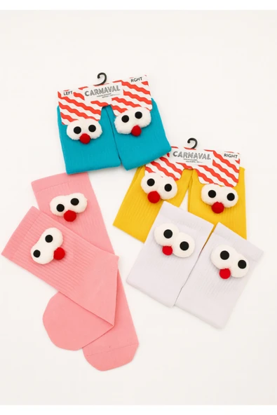 Pörtlek Gözlü 2’li Renkli Çorap Seti | Hediye Kutulu Pamuklu Eğlenceli Çoraplar - 3