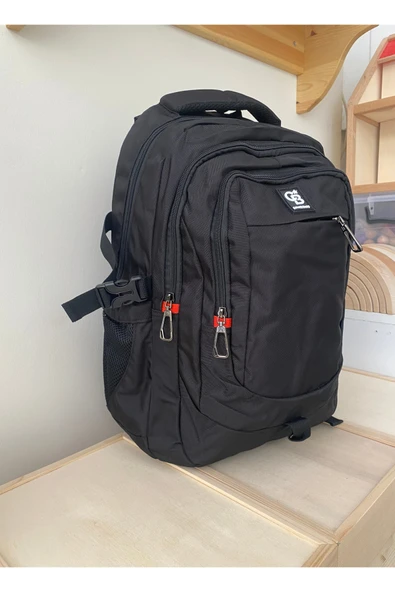 Ergonomik Çok Gözlü Siyah Laptop Sırt Çantası | Orta Boy Su Geçirmez Okul ve Günlük Çanta - 5