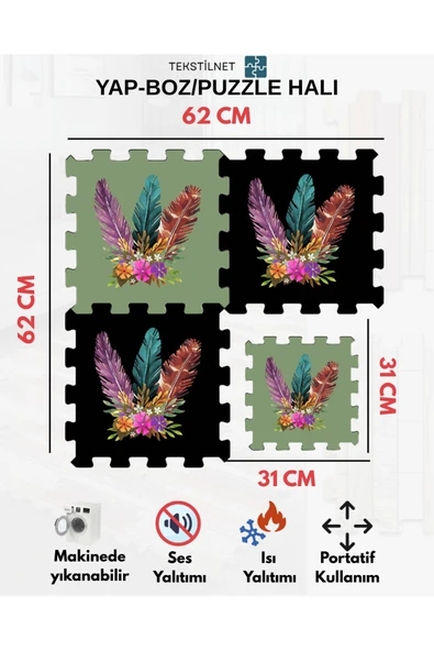 Tekstilnet Baskılı Halı,Sıcak Renkli Halı Puzzle Halı,Japon Halısı Modelleri Yapboz Halı - 7