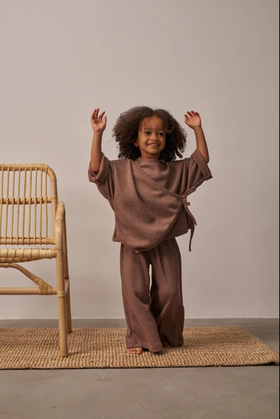 Kahverengi Waffle Bağlamalı Takım - Resim 6