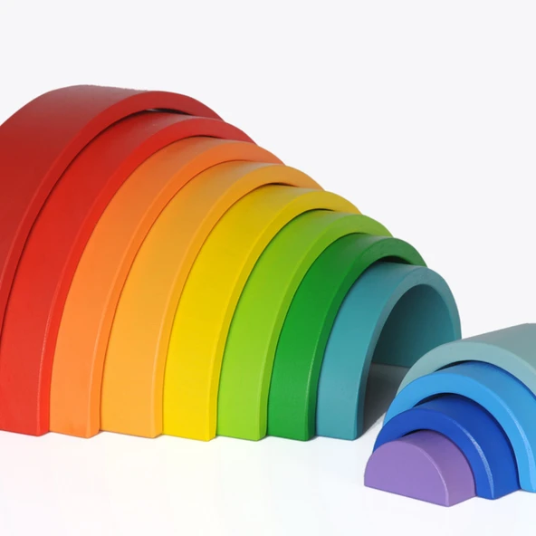 Waldorf Gökkuşağı 12 Li Ahşap Oyuncak -eğitsel Açık Uçlu Oyuncak Orta Boy - Resim 2