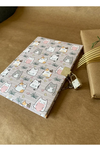 Kilitli Hatıra ve Günlük Defteri – 14x20 cm, 80 Yaprak (Çeşitli Kapak Desenleri) - 6