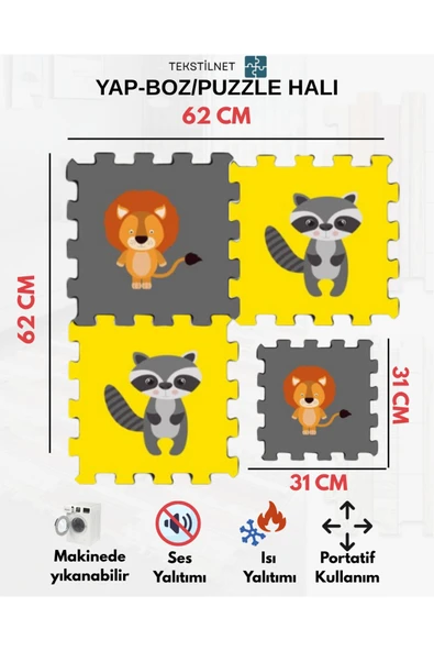 Tekstilnet Çocuk Odası Halı Çeşitleri Desenli Japon Halı - 5