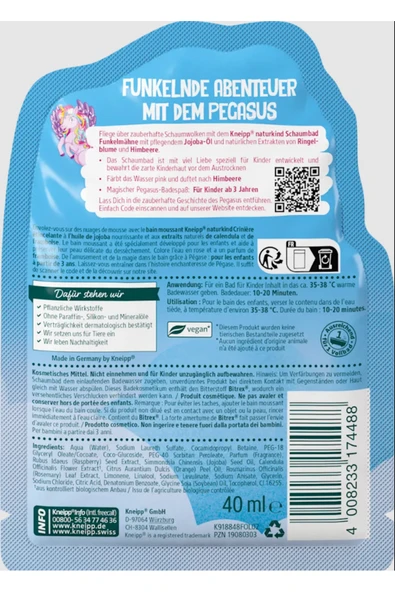 Kneipp Naturkind-Alman Kalitesi- Funkelmähne- Çocuklar için Pembe Renkli Banyo Köpüğü-40 Ml - Resim 2