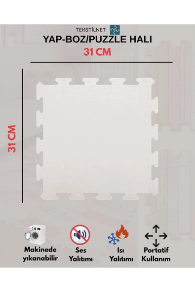 Tekstilnet Peluş Kreş Halısı Anaokulu Puzzle Halı Japon Halı - 6