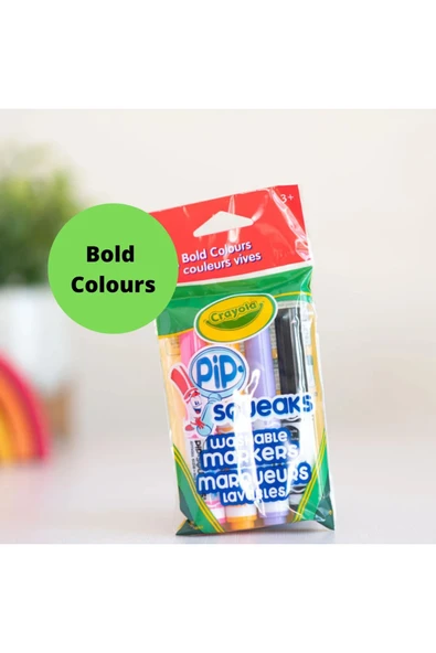 4 Pip Squeaks Washable Markers- Bold Colours-Amerikan-Nontoxic- 4 Yıkanabilir Marker- 3 yaş üzeri ürün görseli