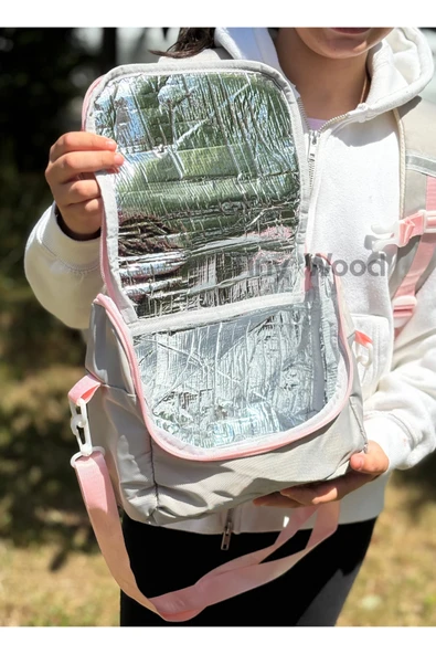 Kawaii Kore Tarzı Aksesuarlı Ve Ergonomik Okul Sırt Çantası Siyah-Bej-Gri| Beslenme, Kalemlik Set - 5