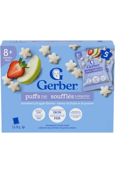 Puffs To Go- Strawberry Apple Çilek Elma Atıştırmalık (5'li Seyahat Boyu-5x14 Gr) ürün görseli