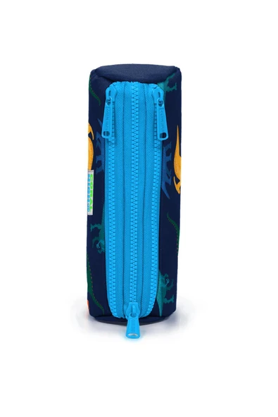 Kids Lacivert Mavi Dinozor Desenli Üç Bölmeli Kalem Çantası - 2