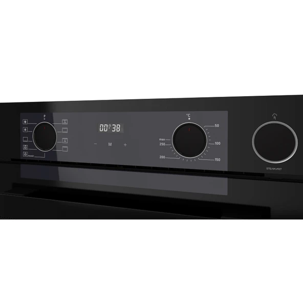 QEP64CS New Steamart&Fryart Serisi Buharlı Siyah Ankastre Fırın (0+9 Fonksiyon) - Resim 3