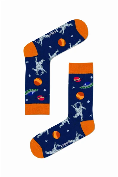 5’li Gezegen ve Uzay Temalı Çorap Seti | Erkek Pamuklu Desenli Çoraplar | Hediye Kutulu - 3
