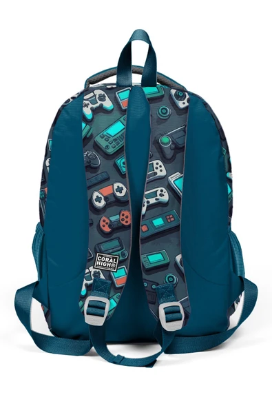 İlköğretim Erkek Çocuk Çanta Nefti Gamer Desenli 3’lü Okul Çanta Seti - Resim 5