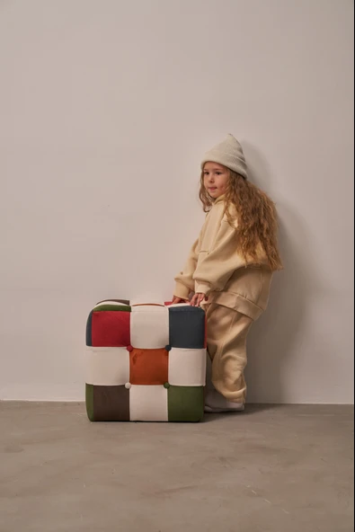 Bej Çocuk Kanguru Cepli Oversize Eşofman Takımı - Resim 8