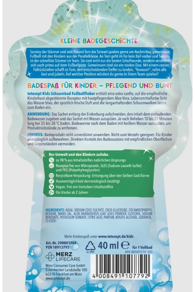 Alman Kalitesi-Çocuklar için Mavi Renkli Futbol Ateşi Banyo Köpüğü-40 Ml - Resim 3