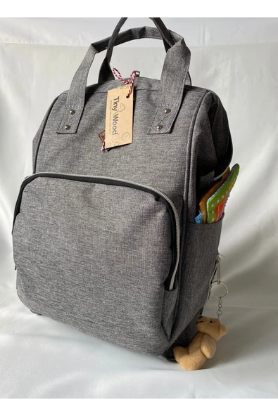 Gri Anne Bebek Bakım Çantası | Sıvı Geçirmez, Termoslu, Çok Gözlü Sırt Çantası - 12