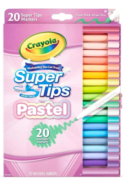 20 Super Tips Pastel Washable Markers- Amerikan-Nontoxic- 20 Yıkanabilir Keçeli Boya Kalem ürün görseli