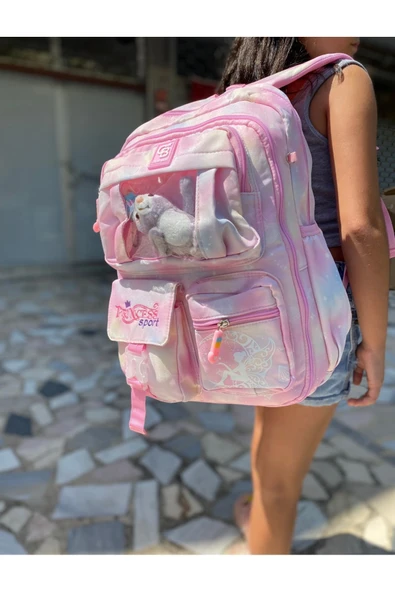 Kız Çocuk İlköğretim Çantası Ultra Hafif ilkokul / Ortaokul Okul Çantası Pembe-Lila - 2