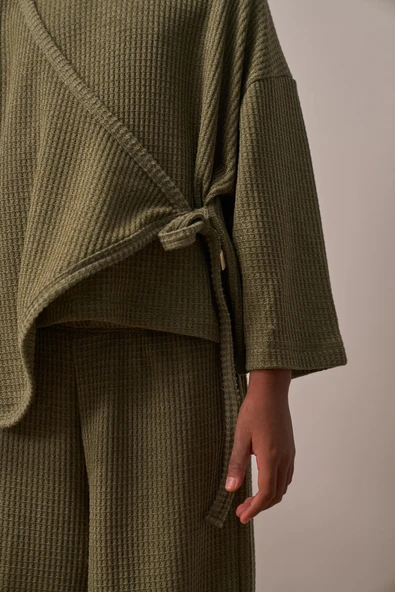Haki Waffle Bağlamalı Takım - Resim 10