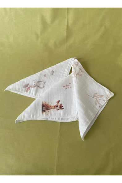 3' lü  Set Desenli Müslin Bebek Ağız Mendili %100 Pamuk 20 x 20 Cm - 4