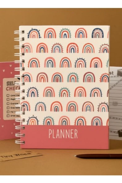 17x24 cm Stickerlı Süresiz Planlama Defteri – Sert Kapaklı Haftalık Günlük Ajanda, Organizer