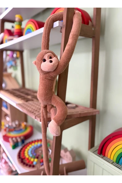 Sarılan Peluş Maymun – Elleri Cırt Cırtlı Uyku ve Oyun Arkadaşı – Sevimli Peluş Maymun Oyuncak - 3