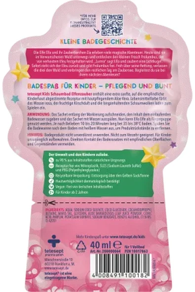 Alman Kalitesi-çocuklar Için Pembe Renkli Kiraz Kokulu Prenses Ella Banyo Köpüğü 40 Ml - Resim 2