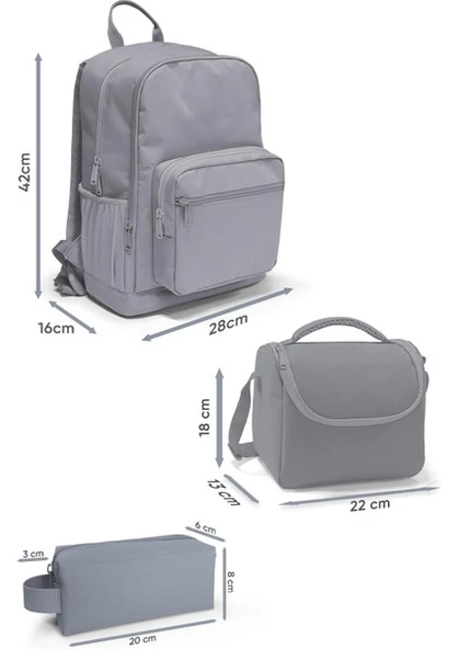 Nefti Kamuflaj Desenli 3’lü Erkek Okul Çanta Seti, İlköğretim Okul Çantası, Beslenme ve KalemÇantası - 4