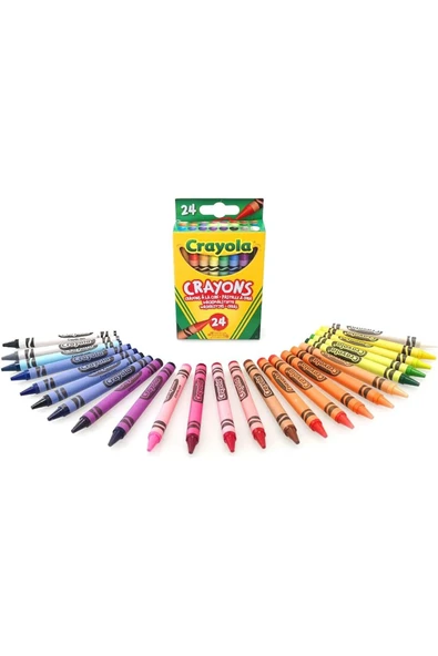 24 Colourful Crayons- Amerikan-Nontoxic- 24 Renk Mum Boya Seti - Resim 4