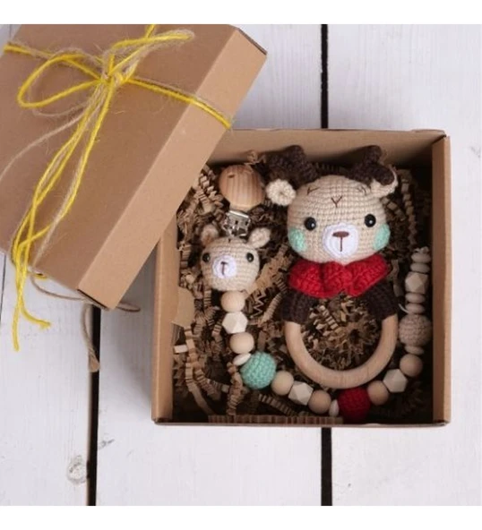 HOŞGELDİN BEBEK, UNİSEX, YENİDOĞAN ORGANİK BEBEK HEDİYE SETİ GEYİKCİK