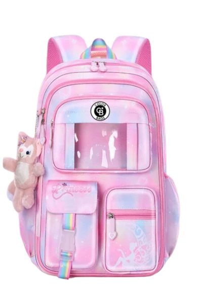 Kız Çocuk İlköğretim Çantası Ultra Hafif ilkokul / Ortaokul Okul Çantası Pembe-Lila