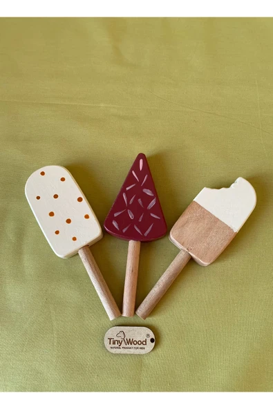 Ahşap Oyun Dondurma Seti 3'lü | El Yapımı Organik Eğitici Oyuncak - 2