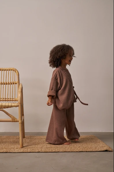 Kahverengi Waffle Bağlamalı Takım - Resim 2