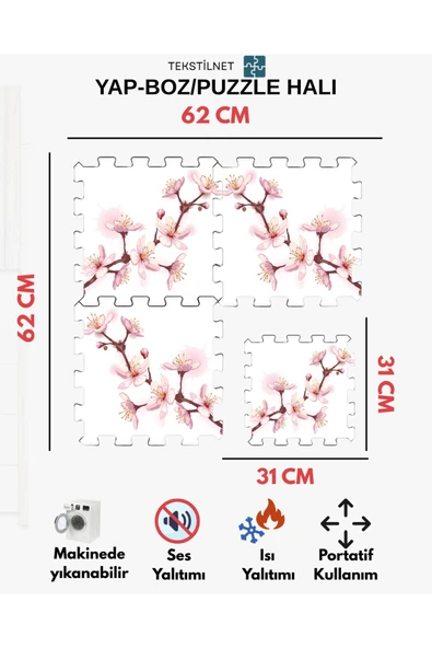 Tekstilnet Baskılı Halı,Sıcak Renkli Halı Puzzle Halı,Japon Halısı Modelleri Yapboz Halı - 5