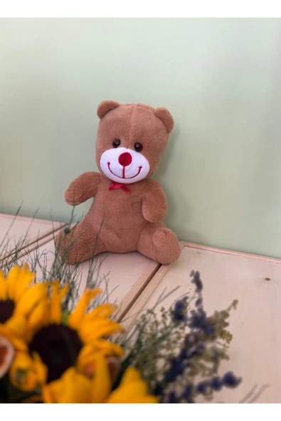 Kırmızı Burunlu Sevimli Peluş Ayıcık – Yumuşak Sarılma Oyuncağı – Uyku ve Oyun Arkadaşı – Hediyelik - 3