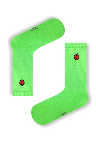 Unisex 5’li Nakışlı Meyve Desenli Renkli Çorap Seti | Hediye Kutulu Pamuklu Çoraplar - 2