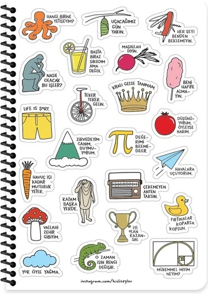 Keskin Hisli Şeyler 13x19.5cm Spiralli Haftalık Ajanda - Hallederiz 600088-99 - 2