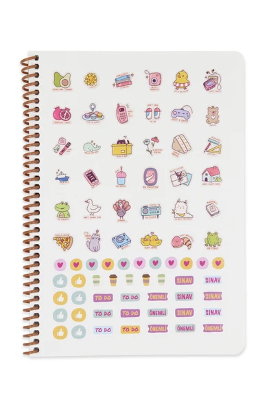 Okul Defteri A4 80 Yaprak Çizgili PP Kapak Spiralli Glitter Defter – Sticker Hediyeli - 8