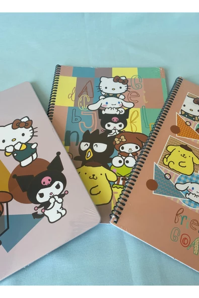 Hello Kitty and Friends Lisanslı A4 Çizgili 80 Yaprak Spiralli Karton Kapak Okul Defteri - 11