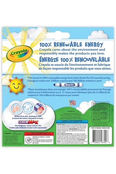 12 Ultra Clean Washable Markers- Amerikan-nontoxic- 12 Yıkanabilir Kalın Uçlu Keçeli Boya Kalemi - Resim 5