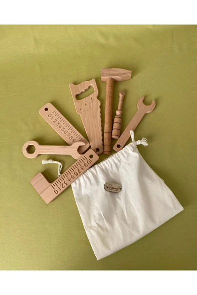 Ahşap Oyuncak Tamir Seti Doğal Masif Ahşap Montessori Oyuncak