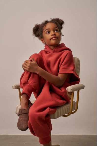 Kiremit Nakışlı Cepli Hoodie Takım - Resim 7