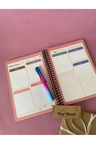 Süresiz Günlük Ajanda | Çilek ve Çiçek Desenli Spiral Planlayıcı Defter - 6