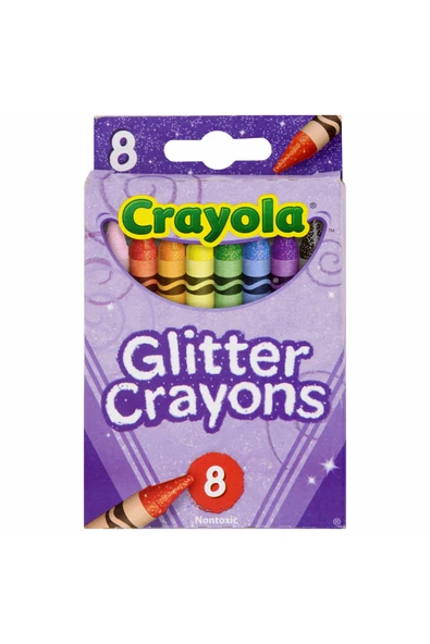 8 Glitter Crayons- Amerikan-Nontoxic- 8 Renk Simli Mum Boya Seti - Resim 2