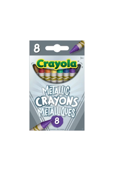 8 Metallic Crayons- Amerikan-Nontoxic- 8 Metalik Renk Mum Boya Seti ürün görseli