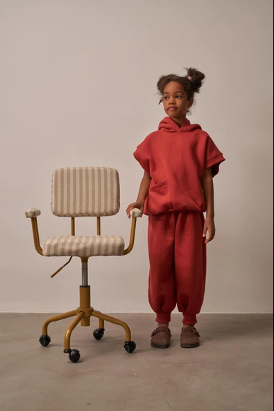 Kiremit Nakışlı Cepli Hoodie Takım - Resim 5