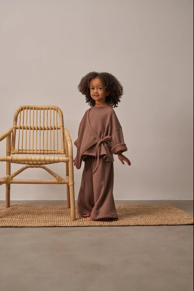 Kahverengi Waffle Bağlamalı Takım - Resim 10