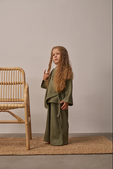 Haki Waffle Bağlamalı Takım - Resim 3