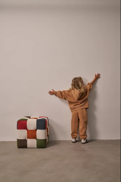 Sütlü Kahve Çocuk Kanguru Cepli Oversize Eşofman Takımı - Resim 5